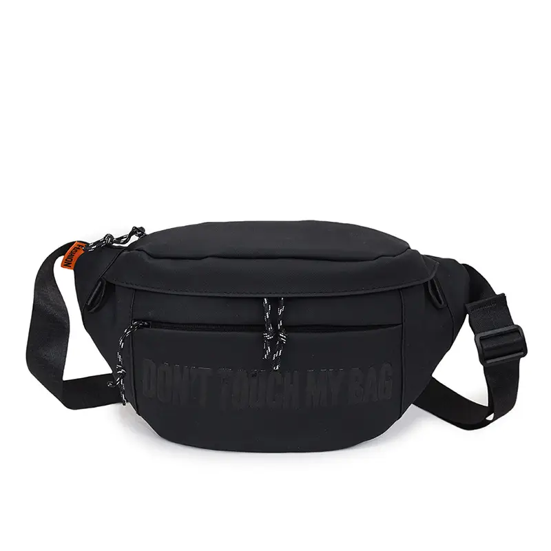 Men's Black Crossbody Bag with "DON'T TOUCH MY BAR" Design
