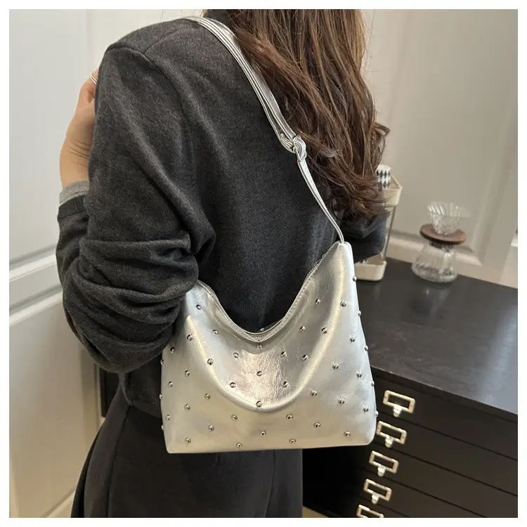 White Rivet Crossbody Bag Women Office Commute — feature 13