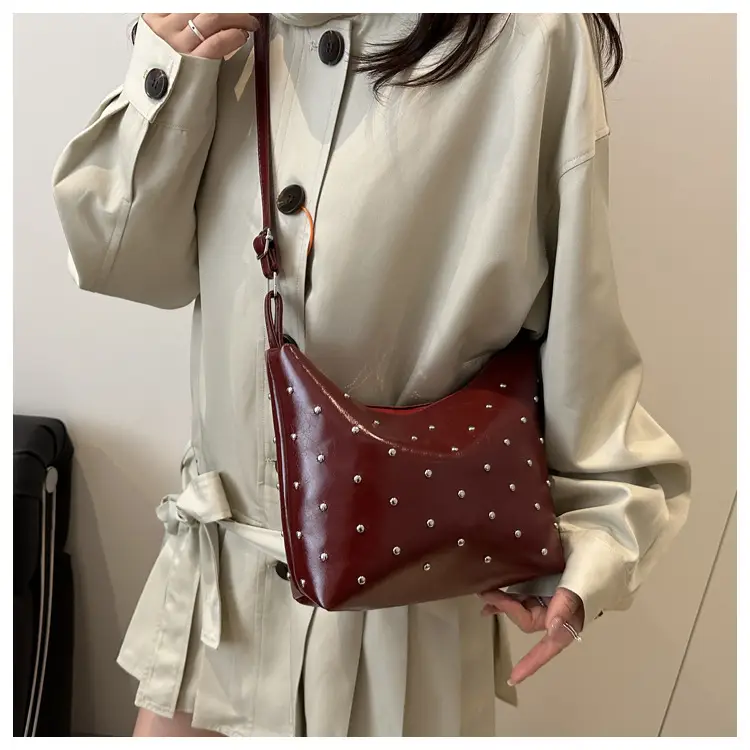 White Rivet Crossbody Bag Women Office Commute — feature 14