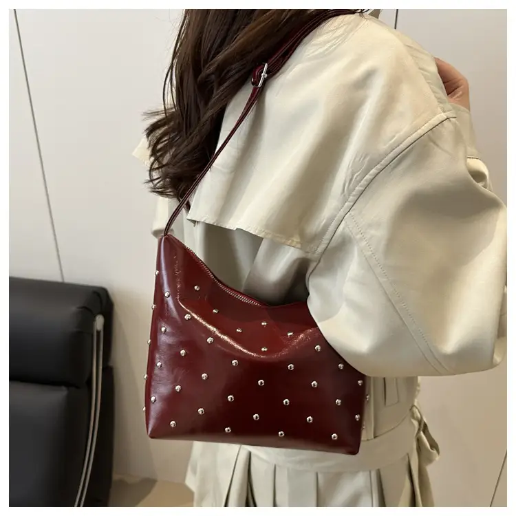 White Rivet Crossbody Bag Women Office Commute — feature 15
