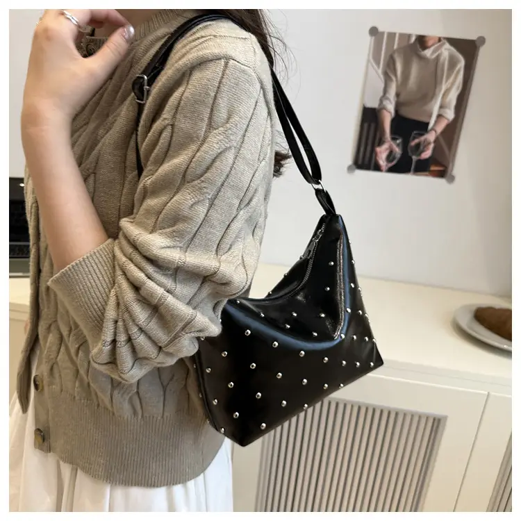 White Rivet Crossbody Bag Women Office Commute — feature 19