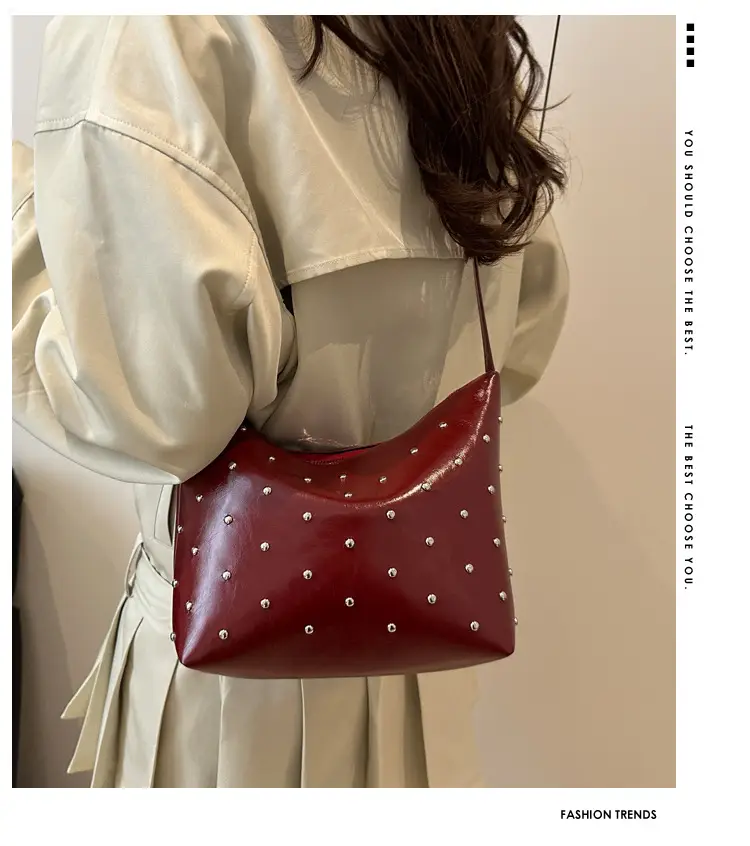 White Rivet Crossbody Bag Women Office Commute — feature 2