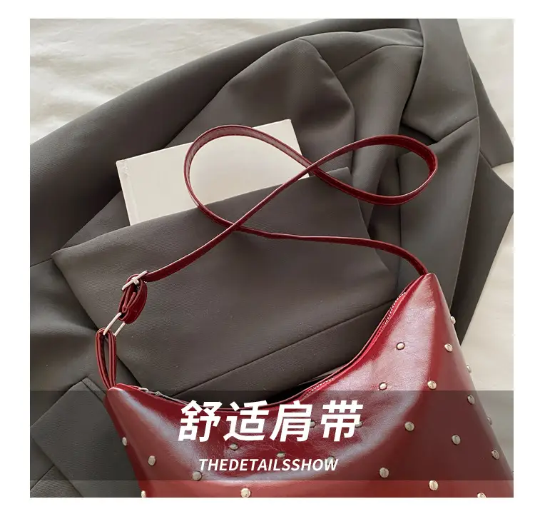 White Rivet Crossbody Bag Women Office Commute — feature 6