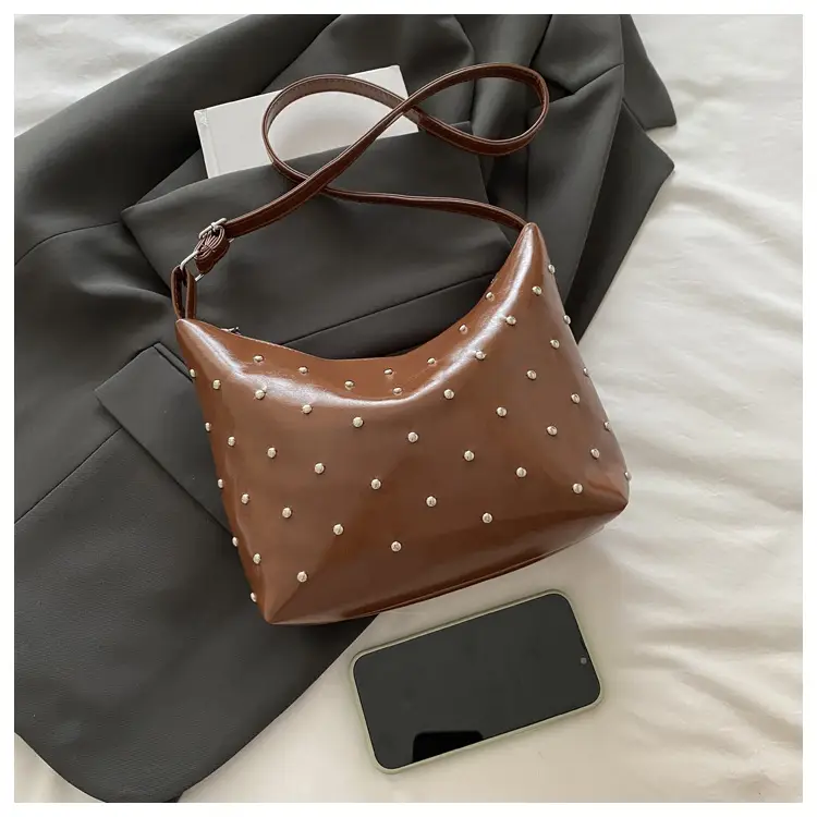 White Rivet Crossbody Bag Women Office Commute — feature 9