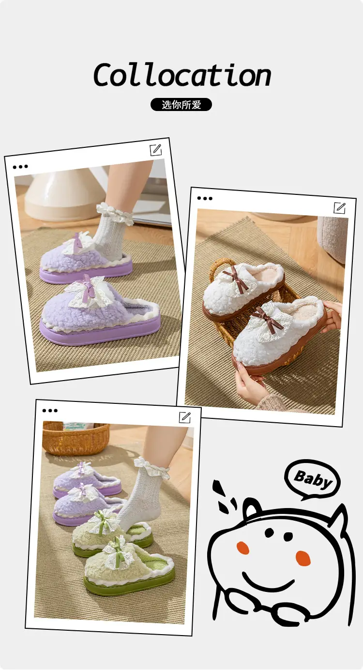 Thick-Soled Furry Slippers for Women 2025 Autum New Cute Plush Slippers for Home Indoor Couple Cotton Slippers for Women — feature 4