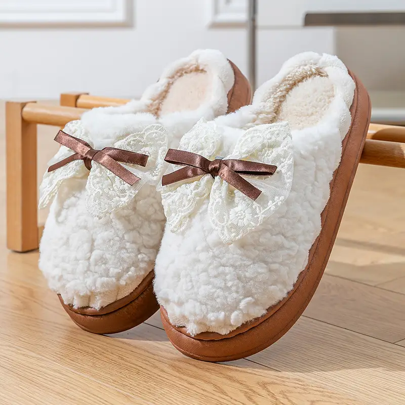 Thick-Soled Furry Slippers for Women 2025 Autum New Cute Plush Slippers for Home Indoor Couple Cotton Slippers for Women - Image 3