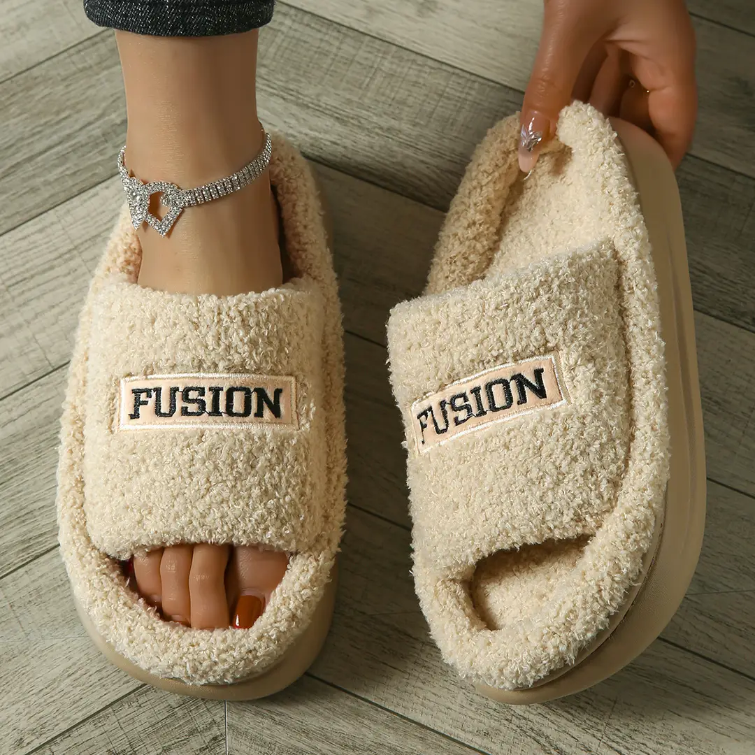 2025 New Cute Furry Slippers for Women in Autumn and Winter Home Indoor Warm Anti-Slip Eva Deodorant Cotton Shoes for Outer Wear - Image 4