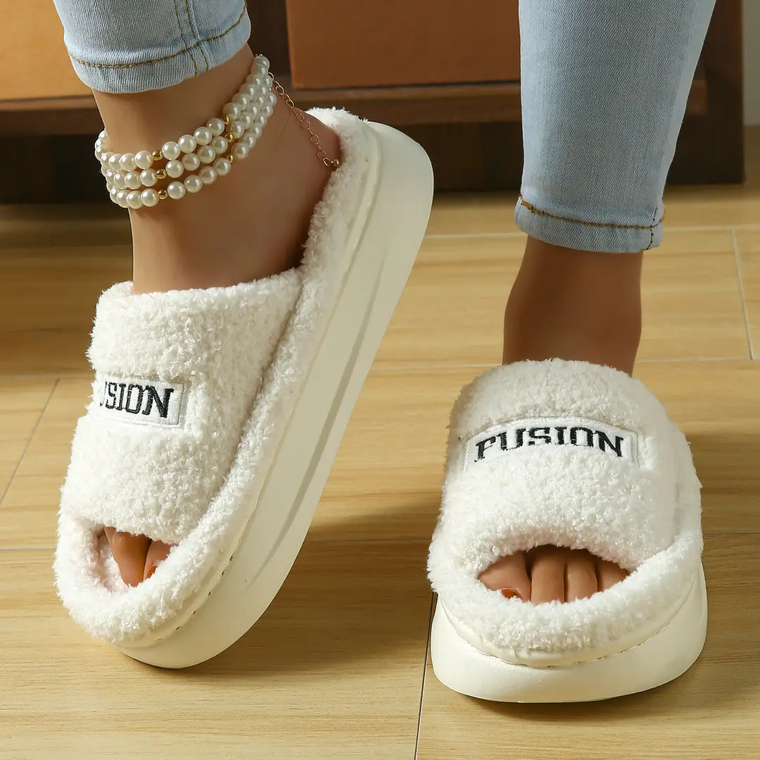 2025 New Cute Furry Slippers for Women in Autumn and Winter Home Indoor Warm Anti-Slip Eva Deodorant Cotton Shoes for Outer Wear - Image 2