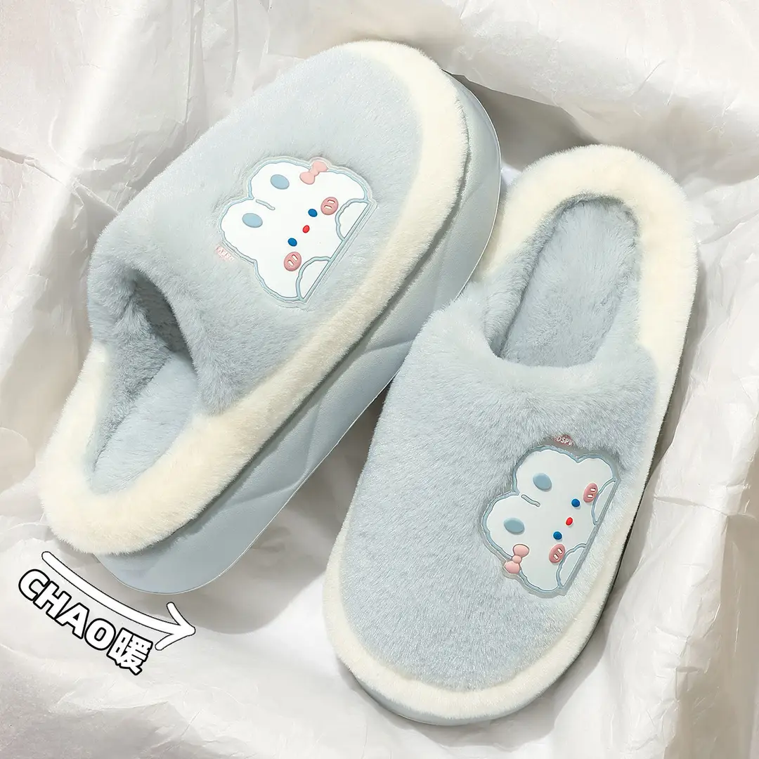 Women's Autumn 2025 New Style Home Indoor Warm Plush Thick-Soled Postpartum Slippers with a Sense of Stepping on Shit, Winter - Image 6