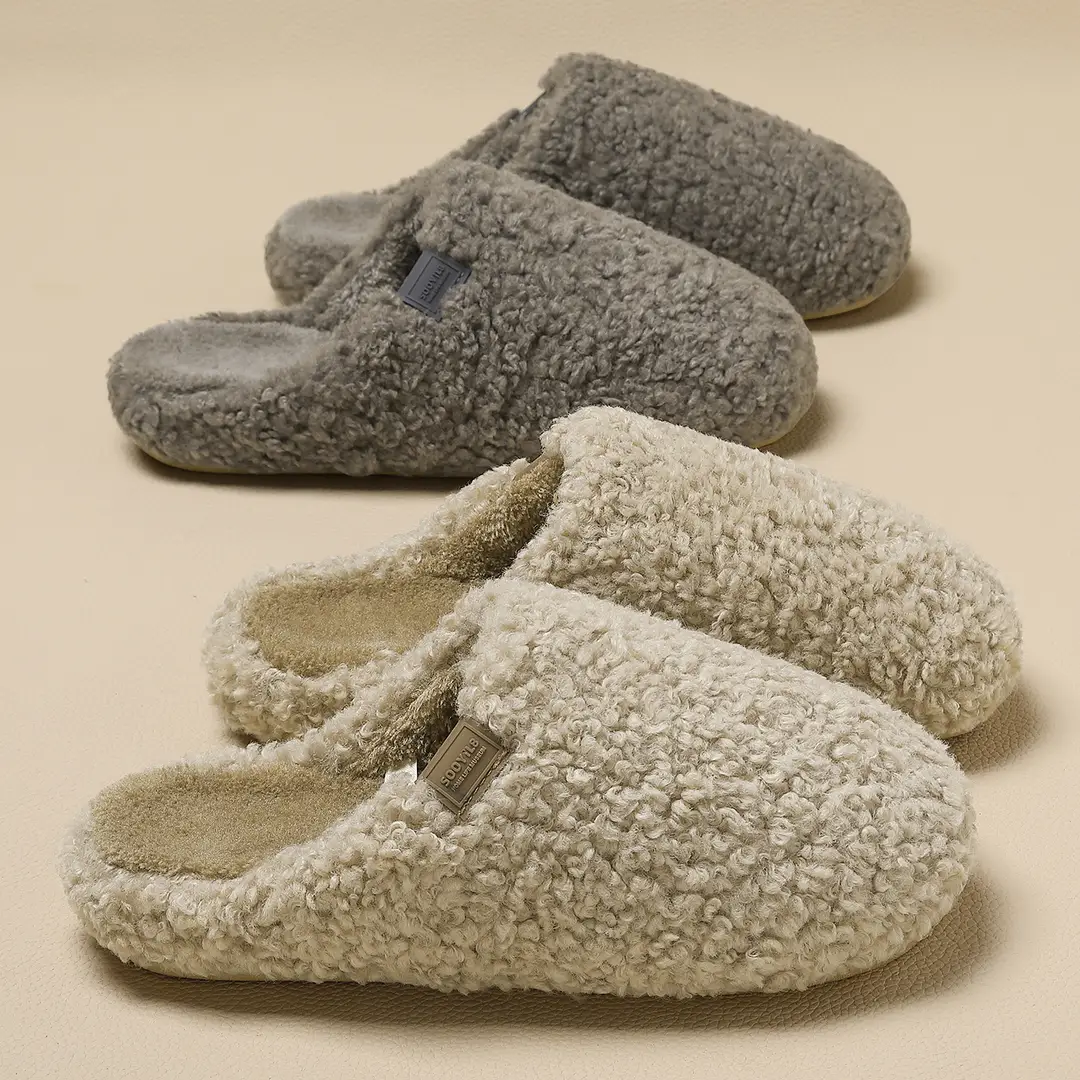 Plush Closed-Toe Cotton Slippers for Women, Autumn and Winter Indoor Home Warm Non-Slip Household Floor Cotton Slippers for Women and Men Wholesale - Image 13