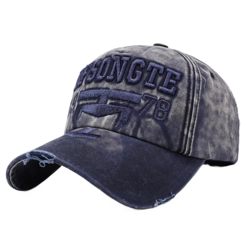 Men Washed Distressed Sun Hat with "Desmondre" Embroidery - Image 12