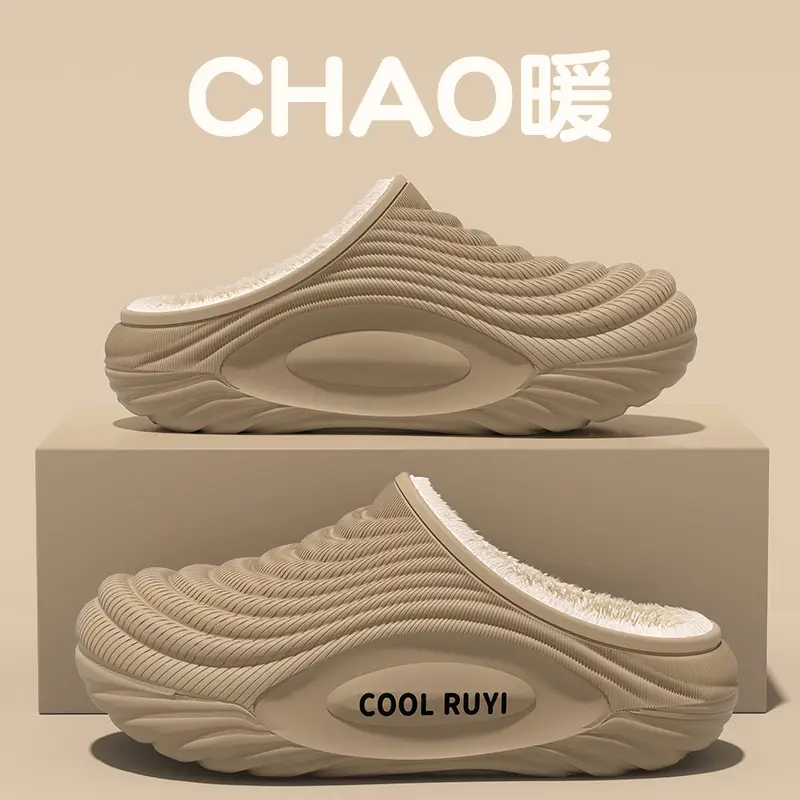 2025 New Waterproof Cotton Slippers for Men, Winter Outdoor Wear, Non-Slip, Warm, Closed Heel Cotton Shoes, Full Coverage Eva Cotton Slippers - Image 9