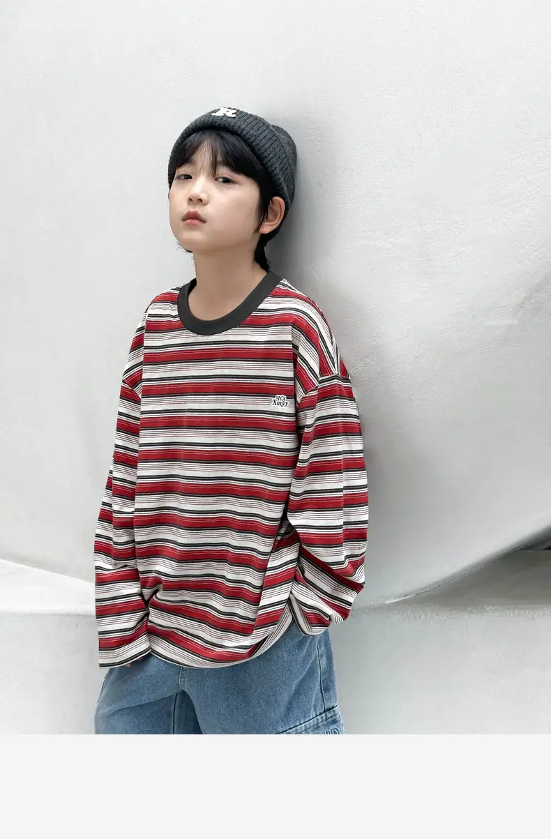 Panda Yuan Boys Striped Cotton T-Shirt 2025 — feature 23