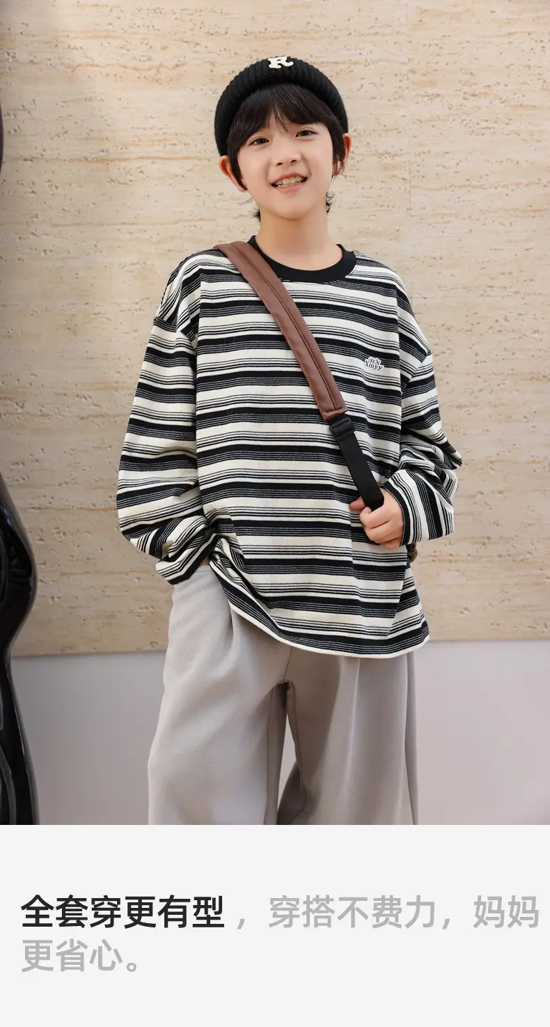 Panda Yuan Boys Striped Cotton T-Shirt 2025 — feature 26