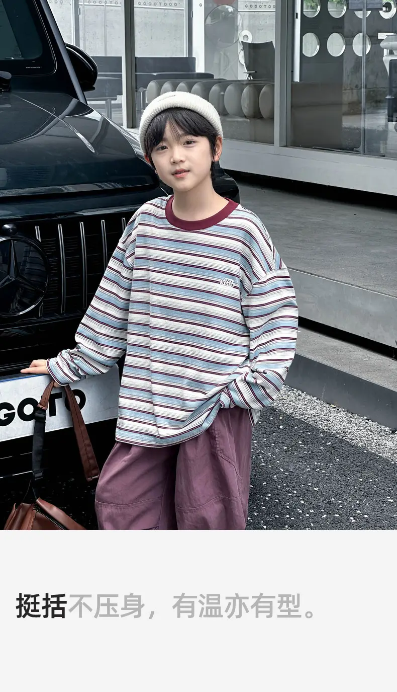 Panda Yuan Boys Striped Cotton T-Shirt 2025 — feature 30