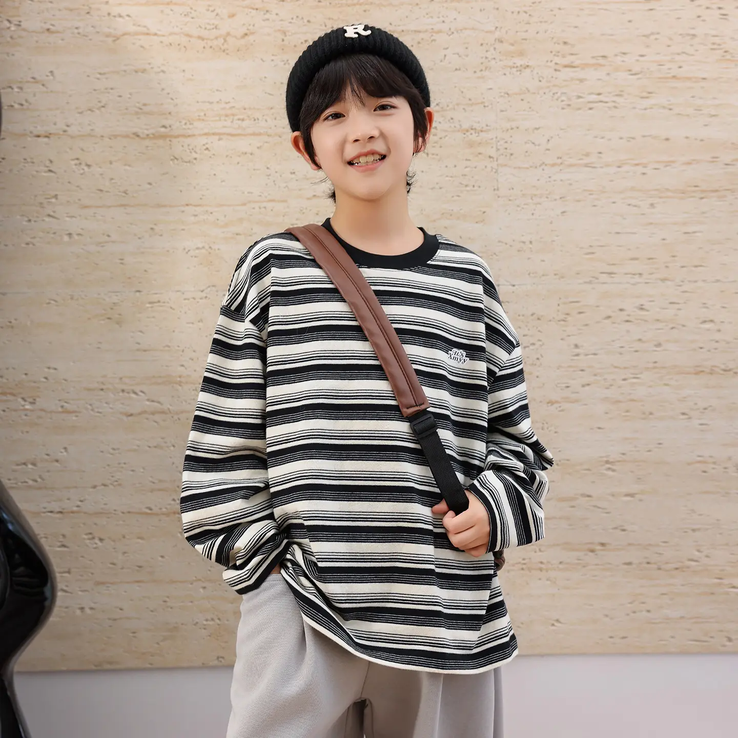 Panda Yuan Boys Striped Cotton T-Shirt 2025 - Image 2