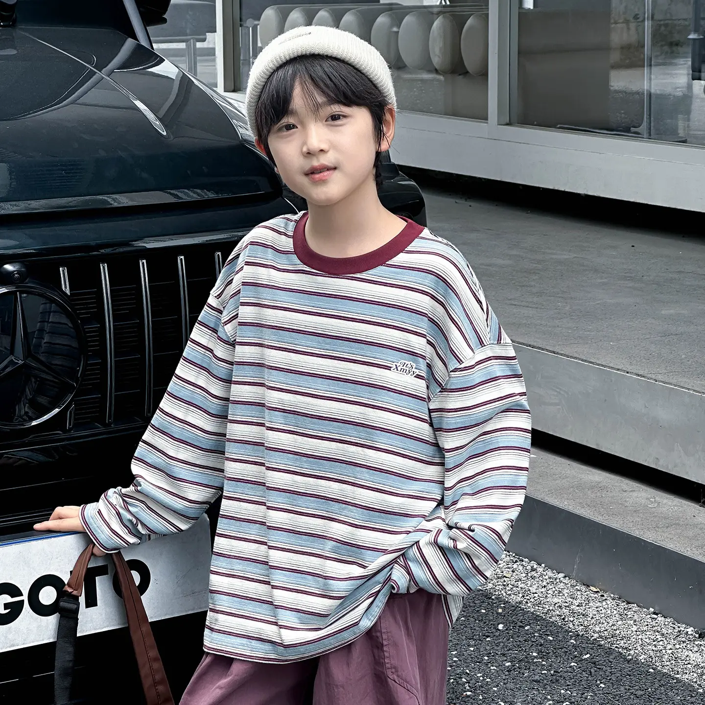 Panda Yuan Boys Striped Cotton T-Shirt 2025 - Image 3