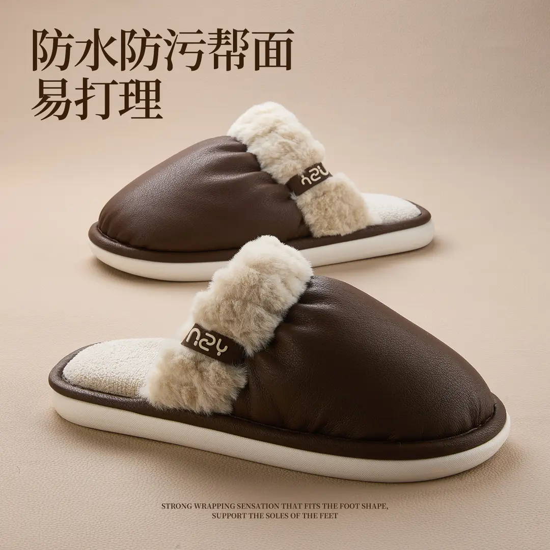 Qidan Shoe Factory Cotton Slippers for Women in Autumn and Winter New Waterproof and Anti-Fouling Home Indoor Non-Slip Warm Couple Cotton Slippers - Image 6