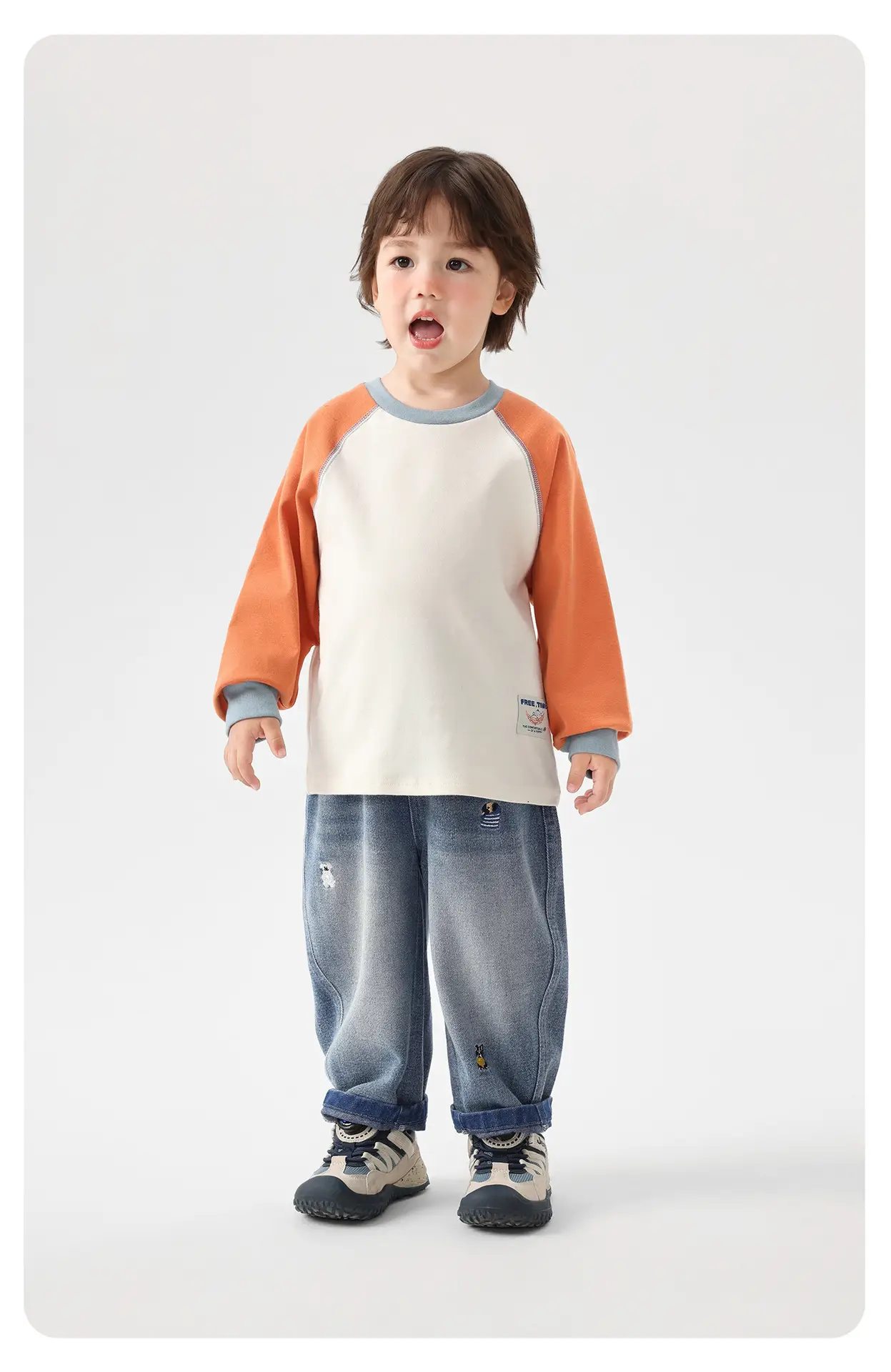 Right European Boys Raglan Sleeve T-Shirt Base Shirt Autumn Winter New Thickened Children's Toddler Clothing Trendy — feature 18