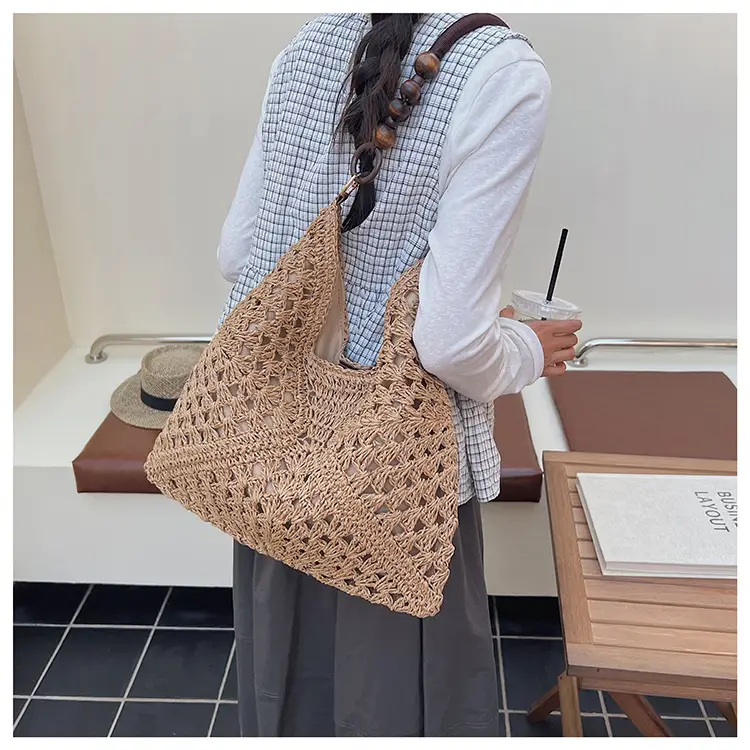 Women Straw Bag New Seaside Beach Cut Out Shoulder Tote — feature 18