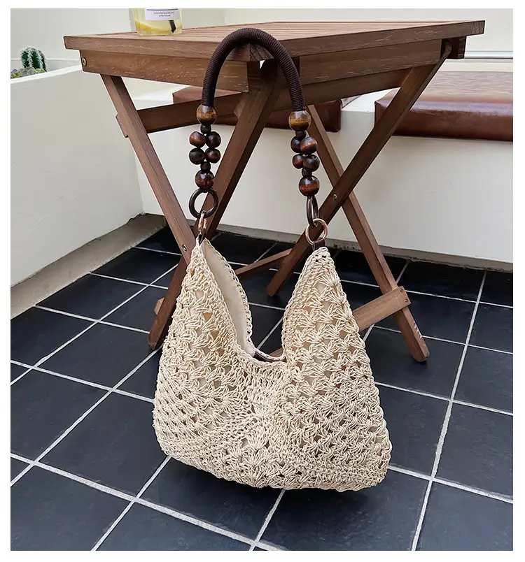 Women Straw Bag New Seaside Beach Cut Out Shoulder Tote — feature 2