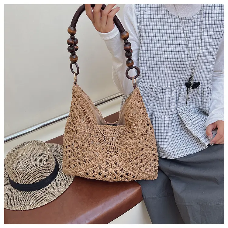 Women Straw Bag New Seaside Beach Cut Out Shoulder Tote — feature 24