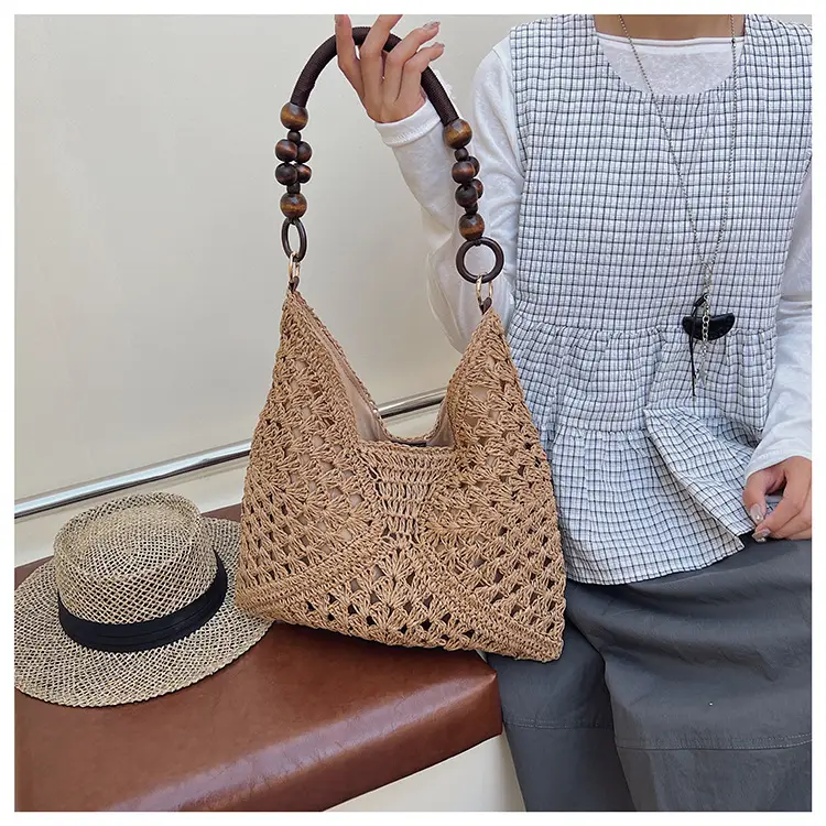 Women Straw Bag New Seaside Beach Cut Out Shoulder Tote — feature 25