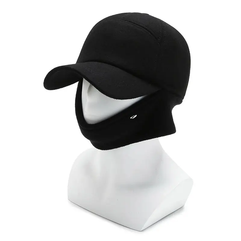 Men Woolen Warm Cap Black Winter - Image 5