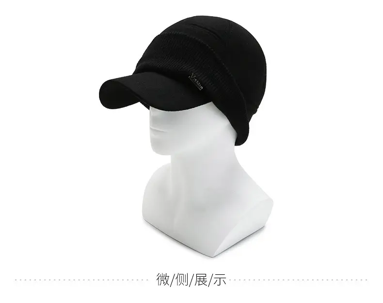 Men Woolen Warm Cap Black Winter — feature 10