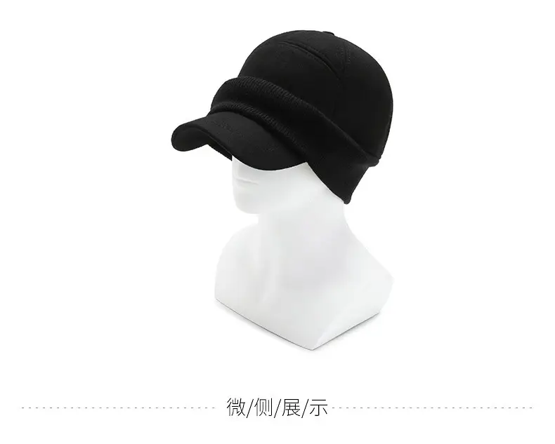 Men Woolen Warm Cap Black Winter — feature 9