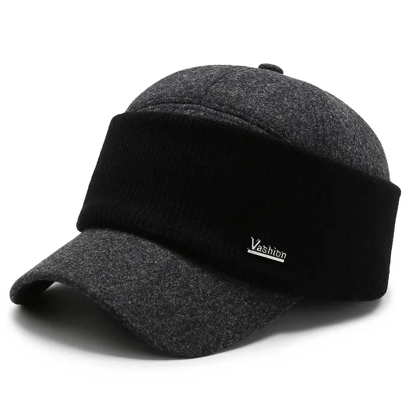 Men Woolen Warm Cap Black Winter - Image 2
