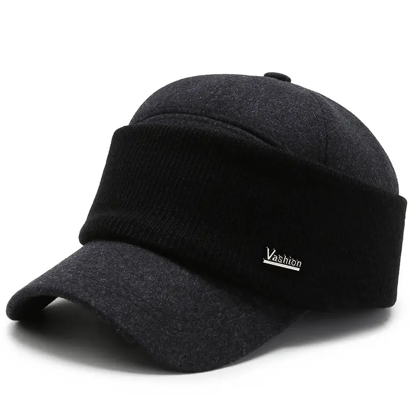 Men Woolen Warm Cap Black Winter - Image 3