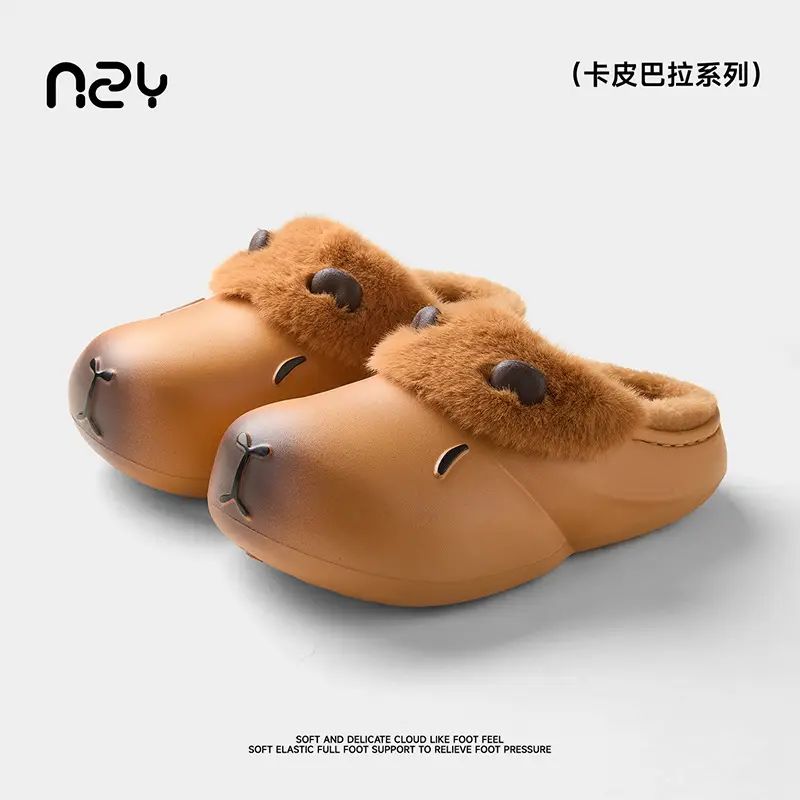 Qidan Shoe Factory Waterproof Cotton Slippers Women's Autumn and Winter Cartoon Home Indoor Velvet Warm Anti-Slip Couple Cotton Slippers - Image 4