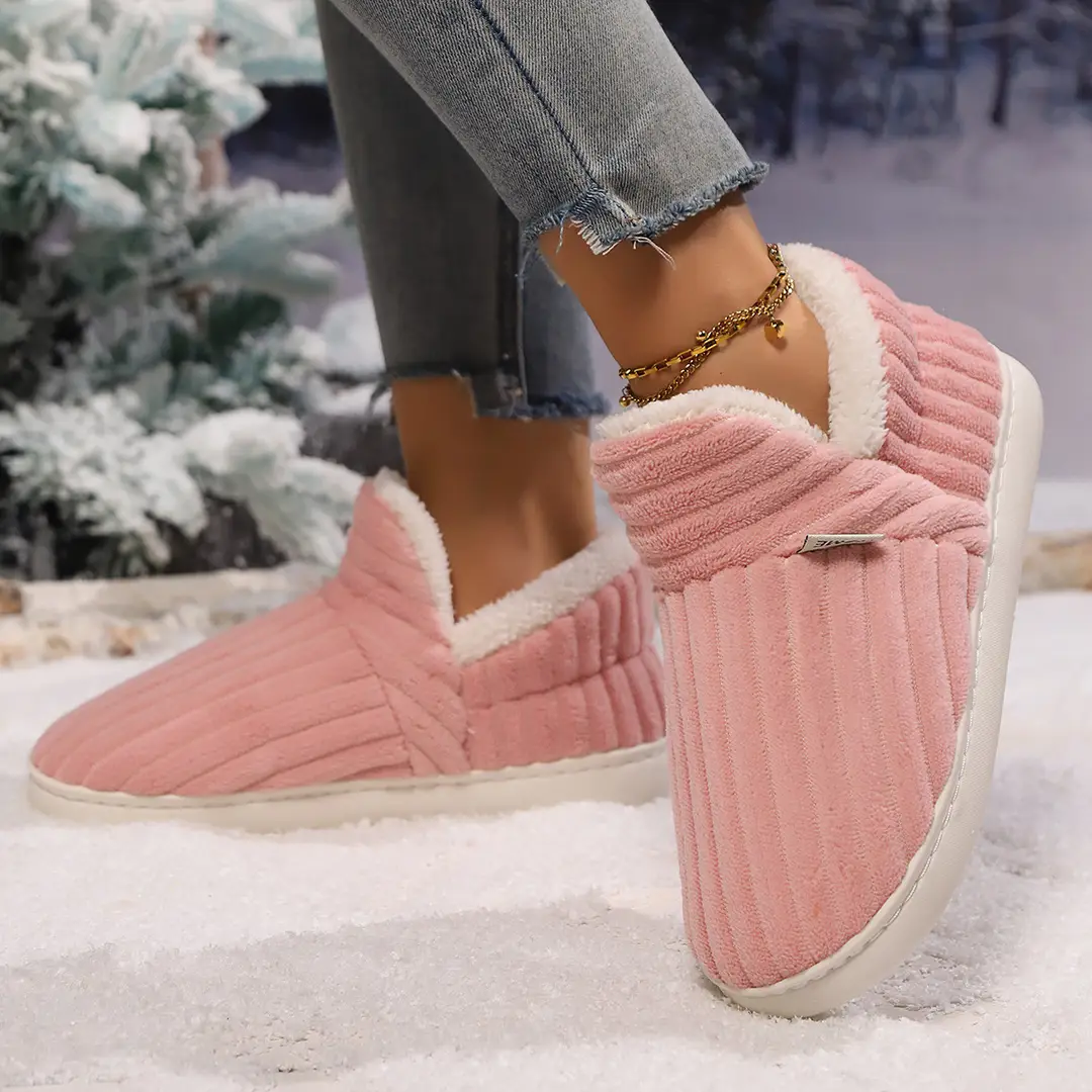 Cotton Slippers for Women in Winter 2025 New Style with Heel and Warm Home Cotton Shoes for Indoor Household Furry Cotton Shoes for Men in Autumn and Winter - Image 3