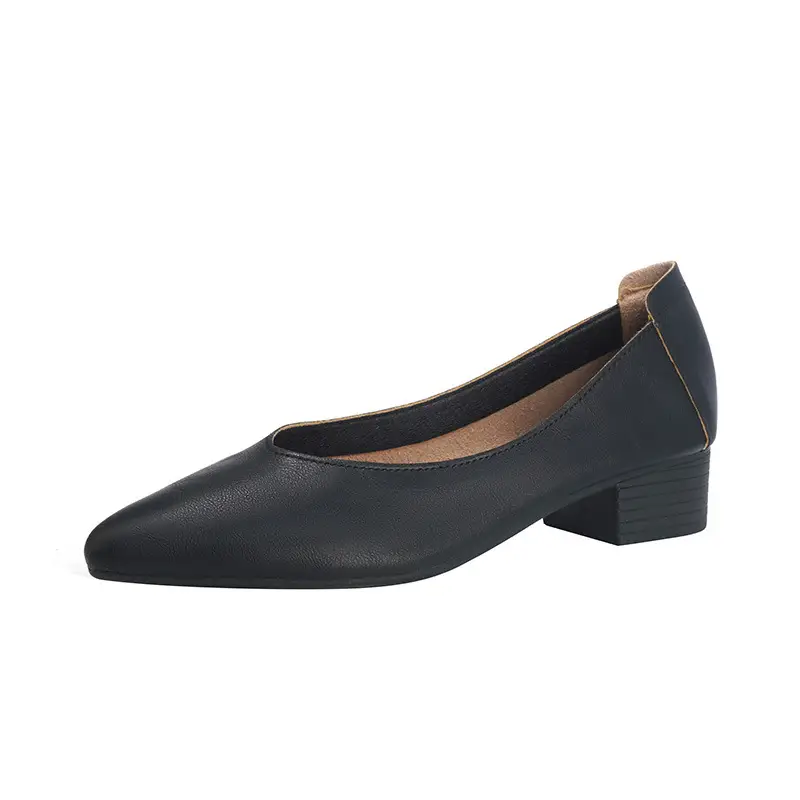 Soft Leather 3.5cm Thick Heel Mid-Heel Single Shoes for Women, New Style That Doesn'T Tire the Feet, Suitable for Professional Work, Granny Shoes, Popular Small Heel Women's Shoes - Image 20