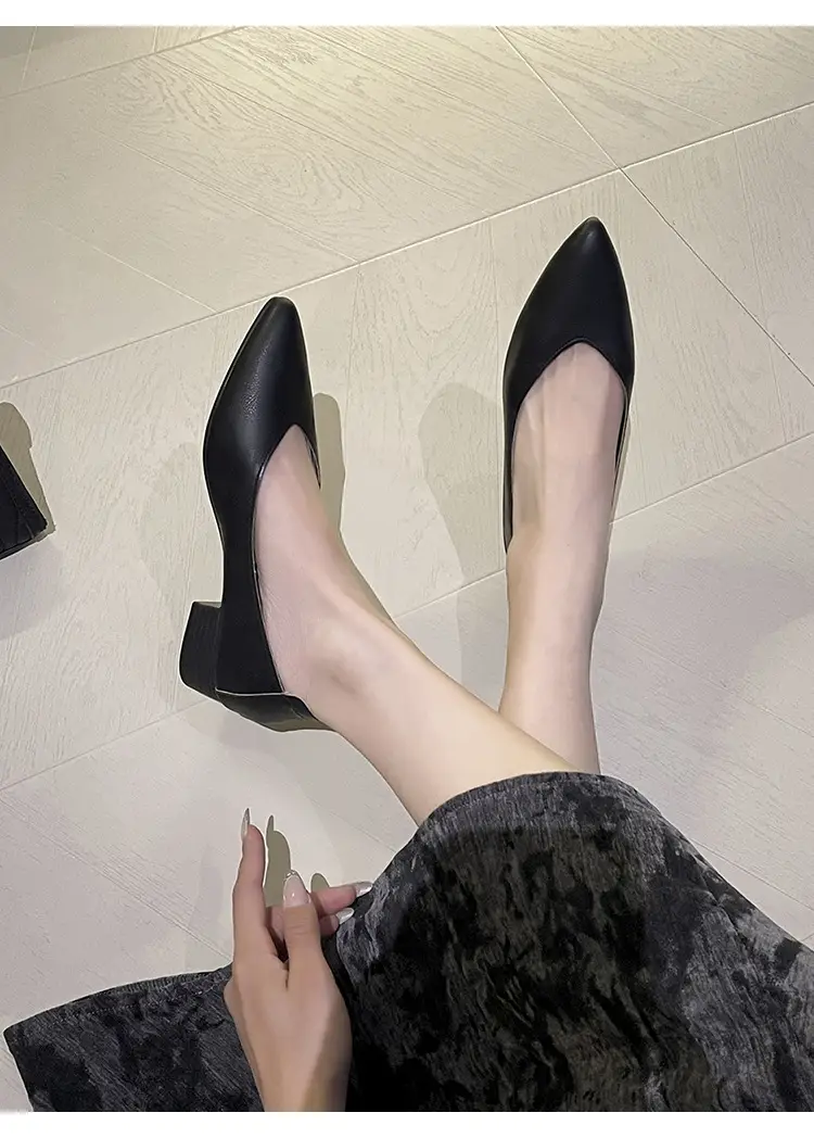 Soft Leather 3.5cm Thick Heel Mid-Heel Single Shoes for Women, New Style That Doesn'T Tire the Feet, Suitable for Professional Work, Granny Shoes, Popular Small Heel Women's Shoes — feature 20