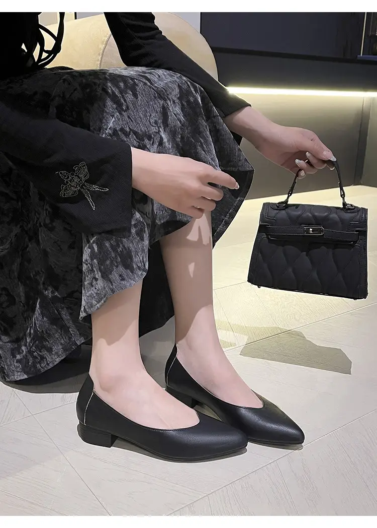 Soft Leather 3.5cm Thick Heel Mid-Heel Single Shoes for Women, New Style That Doesn'T Tire the Feet, Suitable for Professional Work, Granny Shoes, Popular Small Heel Women's Shoes — feature 21