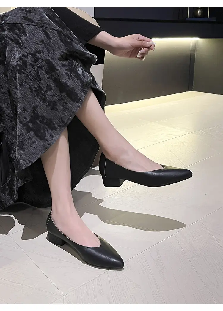 Soft Leather 3.5cm Thick Heel Mid-Heel Single Shoes for Women, New Style That Doesn'T Tire the Feet, Suitable for Professional Work, Granny Shoes, Popular Small Heel Women's Shoes — feature 22