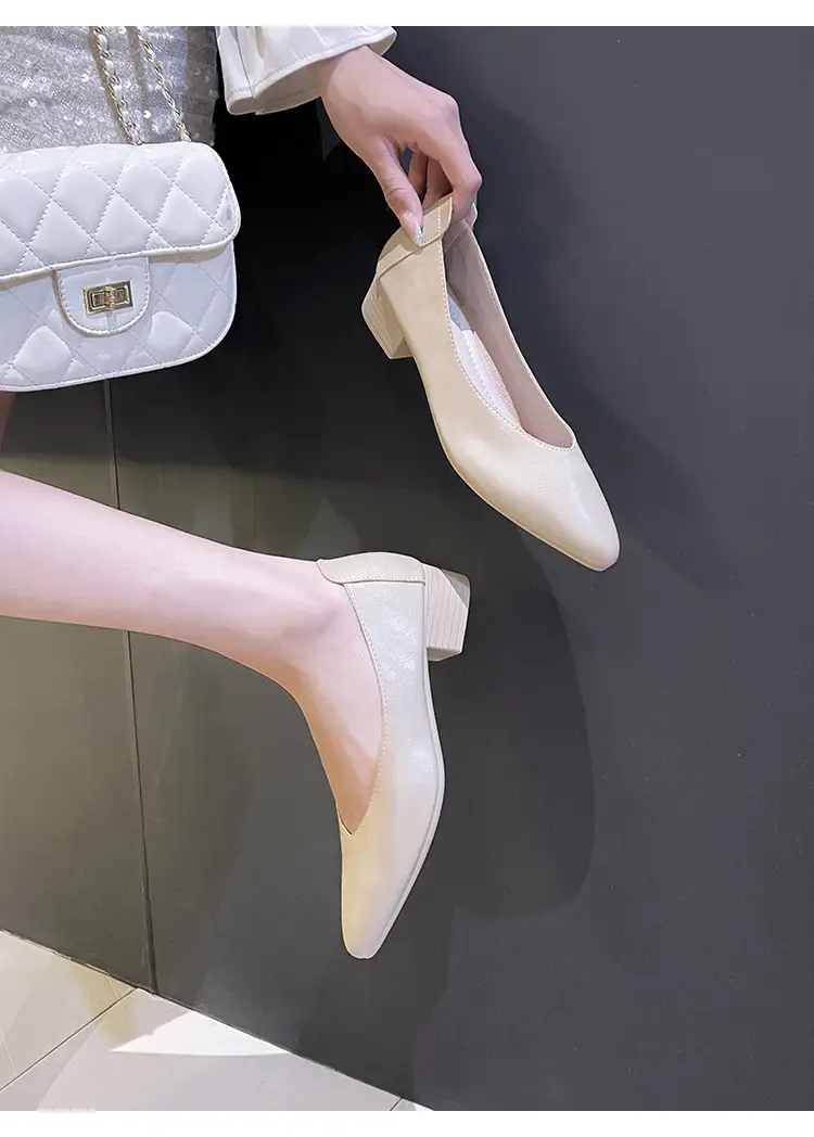 Soft Leather 3.5cm Thick Heel Mid-Heel Single Shoes for Women, New Style That Doesn'T Tire the Feet, Suitable for Professional Work, Granny Shoes, Popular Small Heel Women's Shoes — feature 24