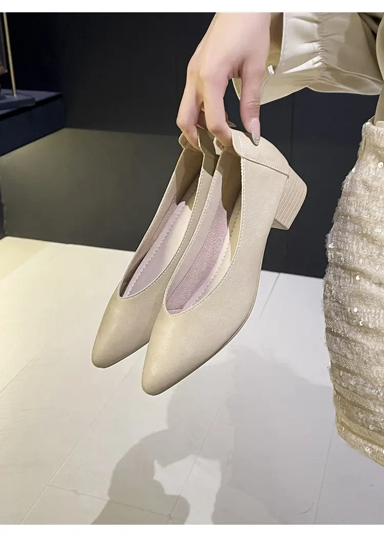 Soft Leather 3.5cm Thick Heel Mid-Heel Single Shoes for Women, New Style That Doesn'T Tire the Feet, Suitable for Professional Work, Granny Shoes, Popular Small Heel Women's Shoes — feature 27