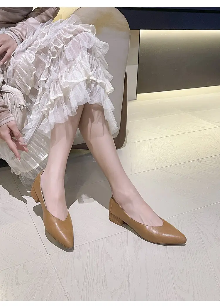 Soft Leather 3.5cm Thick Heel Mid-Heel Single Shoes for Women, New Style That Doesn'T Tire the Feet, Suitable for Professional Work, Granny Shoes, Popular Small Heel Women's Shoes — feature 31