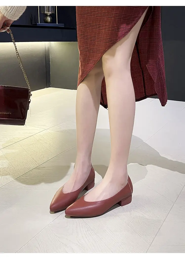 Soft Leather 3.5cm Thick Heel Mid-Heel Single Shoes for Women, New Style That Doesn'T Tire the Feet, Suitable for Professional Work, Granny Shoes, Popular Small Heel Women's Shoes — feature 33