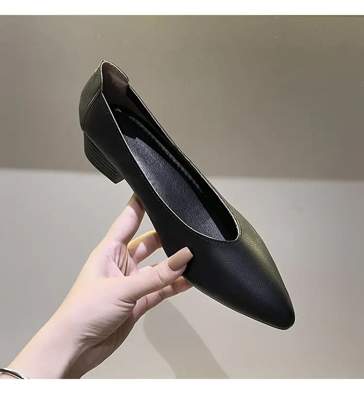 Soft Leather 3.5cm Thick Heel Mid-Heel Single Shoes for Women, New Style That Doesn'T Tire the Feet, Suitable for Professional Work, Granny Shoes, Popular Small Heel Women's Shoes — feature 41