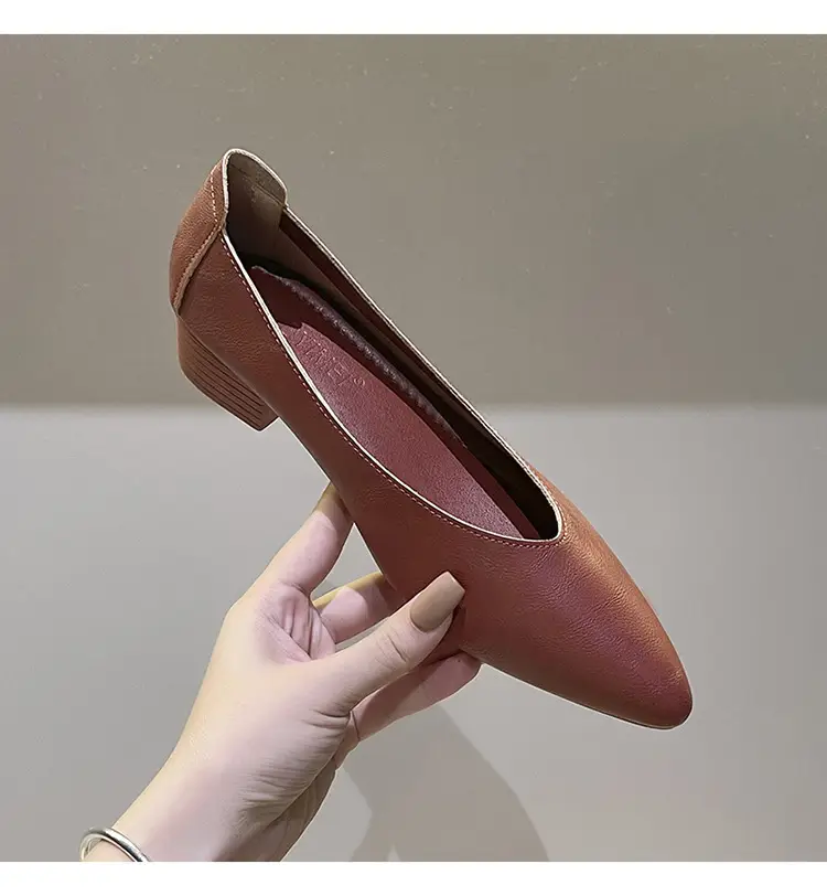 Soft Leather 3.5cm Thick Heel Mid-Heel Single Shoes for Women, New Style That Doesn'T Tire the Feet, Suitable for Professional Work, Granny Shoes, Popular Small Heel Women's Shoes — feature 48