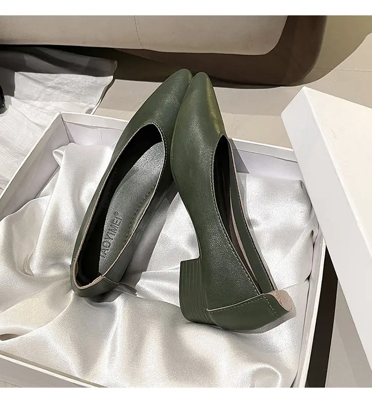Soft Leather 3.5cm Thick Heel Mid-Heel Single Shoes for Women, New Style That Doesn'T Tire the Feet, Suitable for Professional Work, Granny Shoes, Popular Small Heel Women's Shoes — feature 50