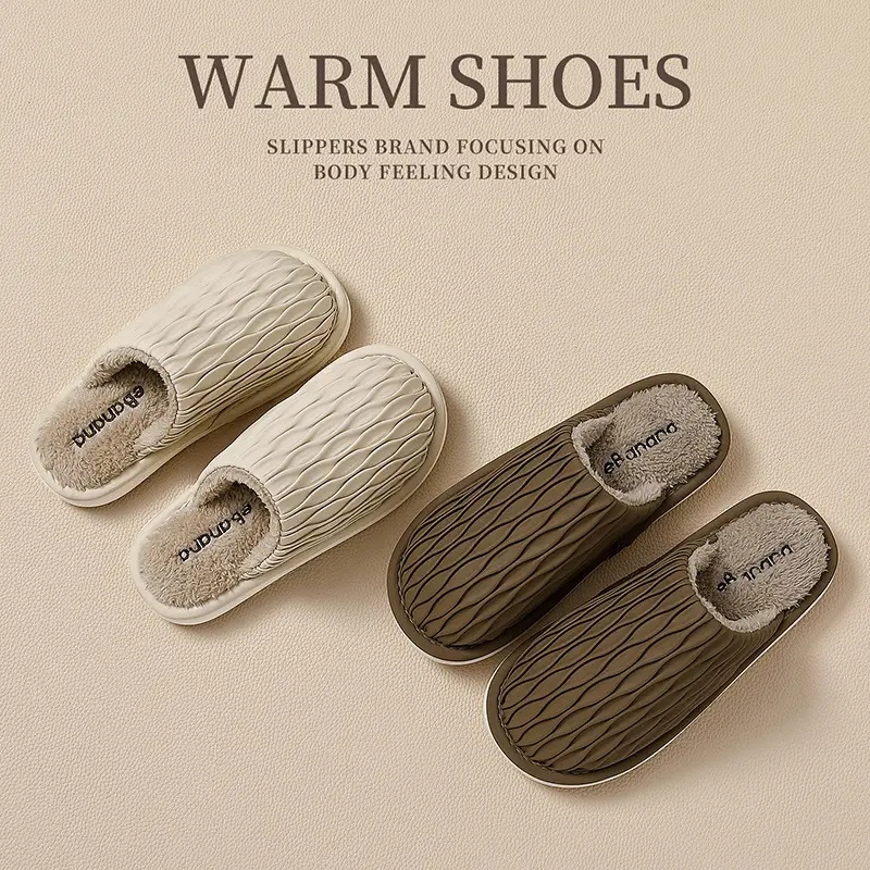 Winter Waterproof Cotton Slippers for Women Men
