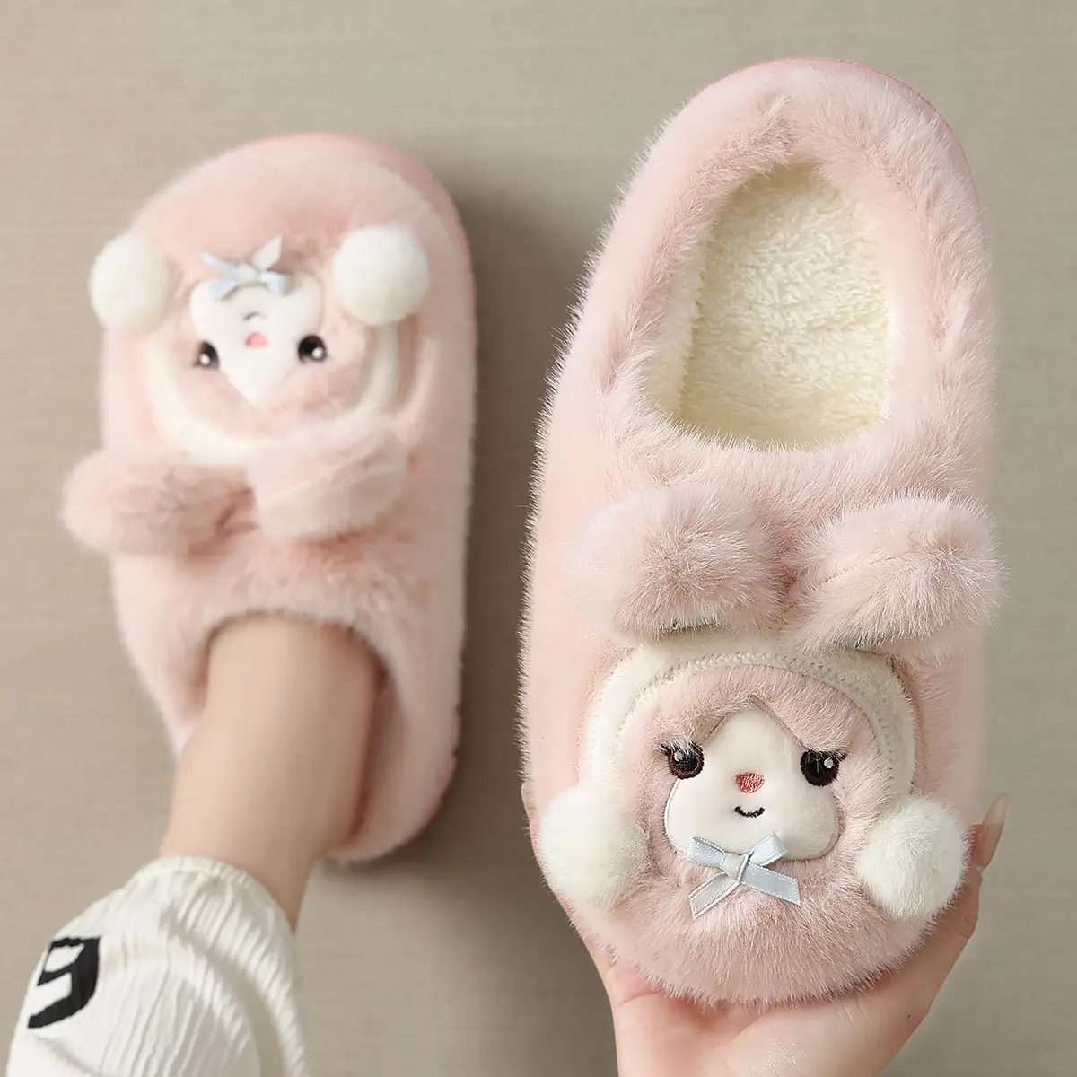 Pink Furry Slippers for Women Winter Warm Indoor - Image 5