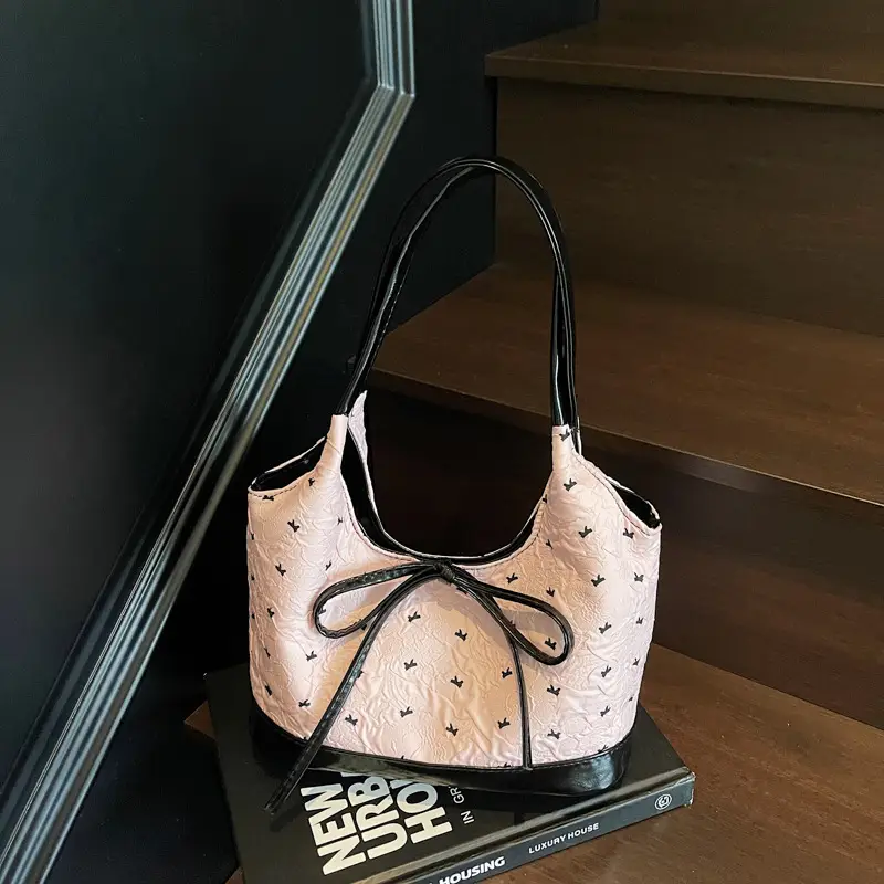 Pink Bow Shoulder Bag for Women Autumn Casual Shopping — feature 15