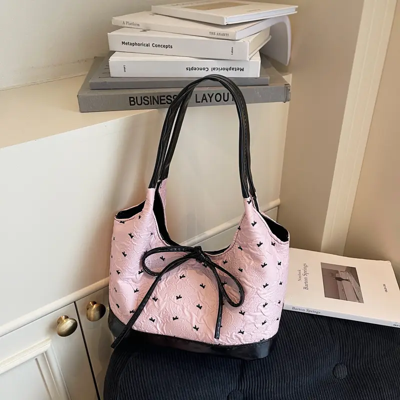 Pink Bow Shoulder Bag for Women Autumn Casual Shopping — feature 16