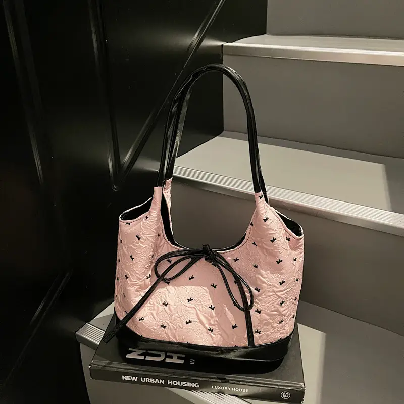 Pink Bow Shoulder Bag for Women Autumn Casual Shopping — feature 18